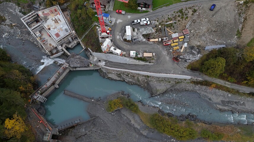 Wasserfassung Pradapunt: Bau während laufendem Betrieb KW Lüen, Übersicht